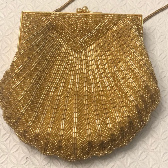 Handbags - Bechamel Gold Beaded Evening Bag